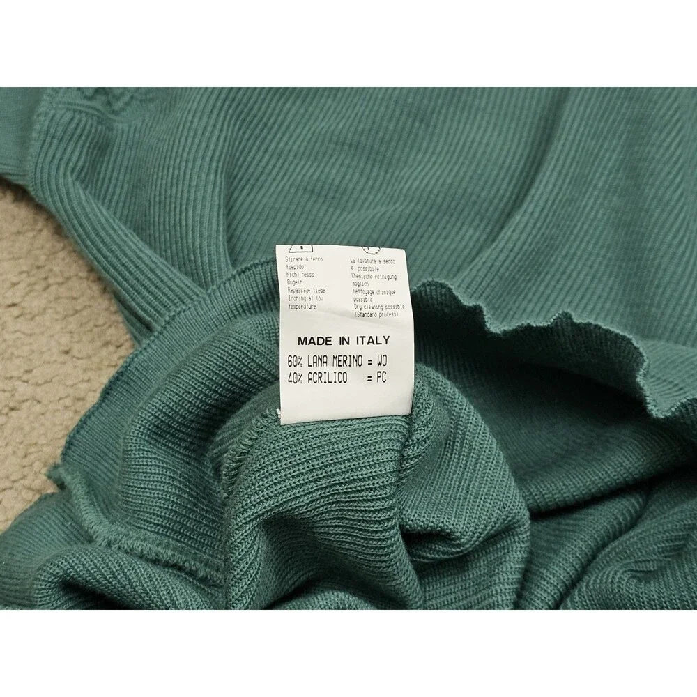 Navigare Sweater Lana Merino Wool Crew Neck Size XL Green Pullover Made In Italy